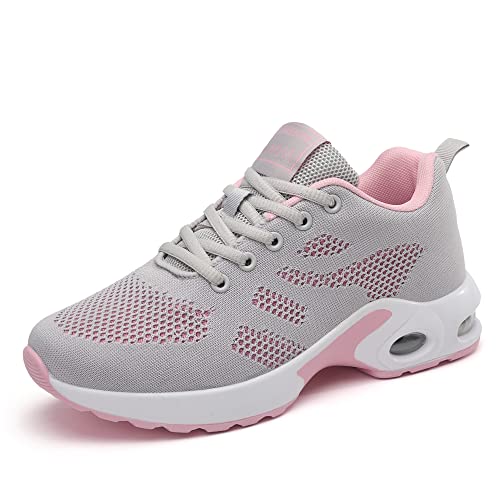 ZPAWDH Damen Laufschuhe Atmungsaktiv Leichtes Straßenlaufschuhe Outdoors Sportschuhe Gym Sneakers Graues Rosa.37EU von ZPAWDH