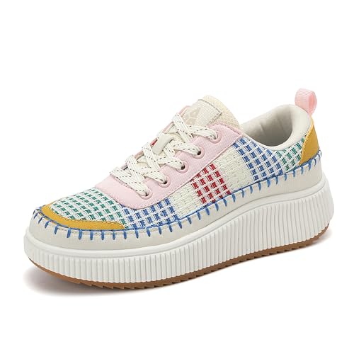 ZPAWDH Damen Laufschuhe leichte atmungsaktive Straßenlaufschuhe Outdoor Sportschuhe Rosa Gelb 40EU von ZPAWDH