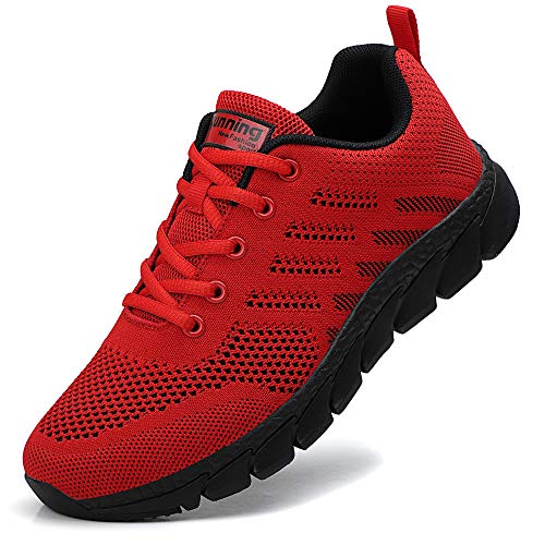 ZPAWDH Damen Turnschuhe Atmungsaktiv Laufschuhe Leichtgewichts Sportschuhe Freizeitschuhe Straßenlaufschuhe Outdoor Sneaker Rot Schwarz,38EU von ZPAWDH