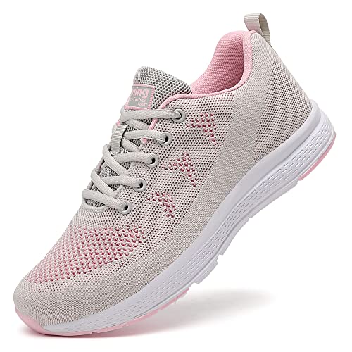 ZPAWDH Turnschuhe Damen Sportschuhe Laufschuhe Atmungsaktiv Leichte Gym Fitness Sneaker Gray pink 42EU von ZPAWDH