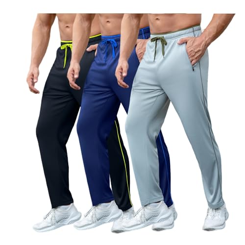 ZPB Jogginghose Herren 3er Pack Trainingshose Slim Fit Sweatpants Jogger Freizeithose Sporthose Lang Hosen mit Reißverschluss-1-2XL von ZPB