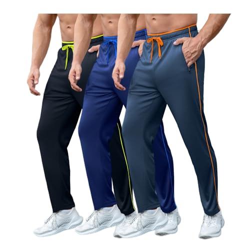 ZPB Jogginghose Herren 3er Pack Trainingshose Slim Fit Sweatpants Jogger Freizeithose Sporthose Lang Hosen mit Reißverschluss-2-2XL von ZPB