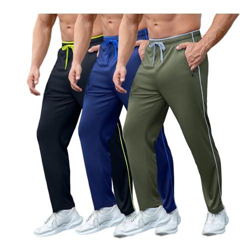 ZPB Jogginghose Herren 3er Pack Trainingshose Slim Fit Sweatpants Jogger Freizeithose Sporthose Lang Hosen mit Reißverschluss-3-2XL von ZPB