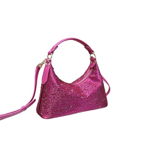 ZPFDSG Glitzer Tasche Damen Abendtasche Glänzender Strass Damen Schultertasche Dinner Party Handtasche Weibliche Umhängetaschen(9891-Rose Red) von ZPFDSG