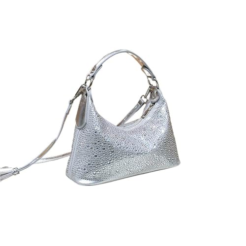 ZPFDSG Glitzer Tasche Damen Abendtasche Glänzender Strass Damen Schultertasche Dinner Party Handtasche Weibliche Umhängetaschen(9891-Silvery) von ZPFDSG