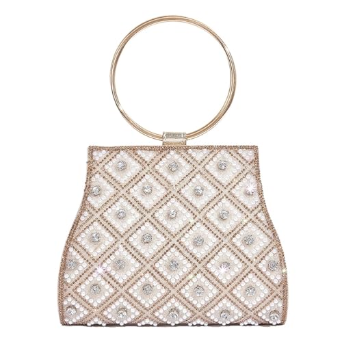 ZPFDSG Glitzer Tasche Damen Abendtasche Strass Handtasche Gold Party Hochzeit Glänzende Kette Tasche von ZPFDSG
