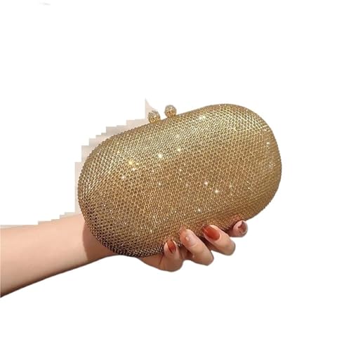 ZPFDSG Glitzer Tasche Damen Diamant Clutch Taschen Hochzeit Party Prom Abendessen Geldbörsen mit Kette Mini Bankett Abend Handtasche Eiförmige Handtaschen(Gold) von ZPFDSG