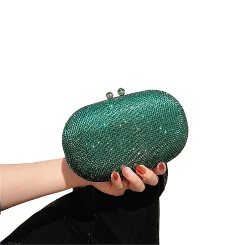 ZPFDSG Glitzer Tasche Damen Diamant Clutch Taschen Hochzeit Party Prom Abendessen Geldbörsen mit Kette Mini Bankett Abend Handtasche Eiförmige Handtaschen(Green) von ZPFDSG