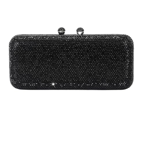 ZPFDSG Glitzer Tasche Design Damen Hochzeit Party Abendessen Kristall Gold Silber Diamant Abend Clutch(Black) von ZPFDSG
