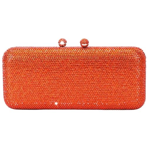 ZPFDSG Glitzer Tasche Design Damen Hochzeit Party Abendessen Kristall Gold Silber Diamant Abend Clutch(Orange) von ZPFDSG