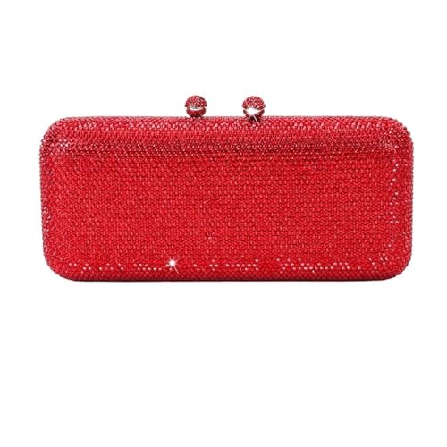 ZPFDSG Glitzer Tasche Design Damen Hochzeit Party Abendessen Kristall Gold Silber Diamant Abend Clutch(Red) von ZPFDSG