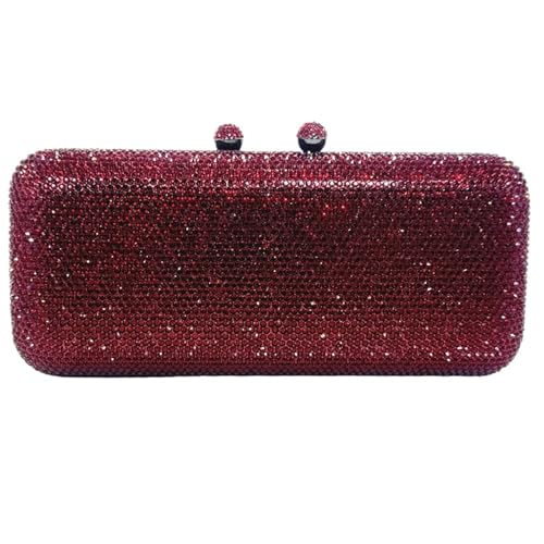 ZPFDSG Glitzer Tasche Design Damen Hochzeit Party Abendessen Kristall Gold Silber Diamant Abend Clutch(Wine red) von ZPFDSG