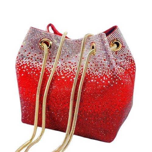 ZPFDSG Glitzer Tasche Design Glänzende Hochzeitsfeier Damen Handtasche Diamant Tote Abendtasche(Red) von ZPFDSG