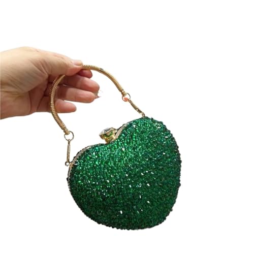 ZPFDSG Glitzer Tasche Diamant-Inlay Herzform Kristall Clutch Geldbörse Steine ​​Abend Hochzeit Party Schultertasche Griff Strass Mini Handtaschen(Black) von ZPFDSG