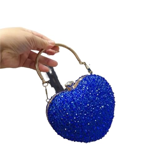 ZPFDSG Glitzer Tasche Diamant-Inlay Herzform Kristall Clutch Geldbörse Steine ​​Abend Hochzeit Party Schultertasche Griff Strass Mini Handtaschen(Blue) von ZPFDSG
