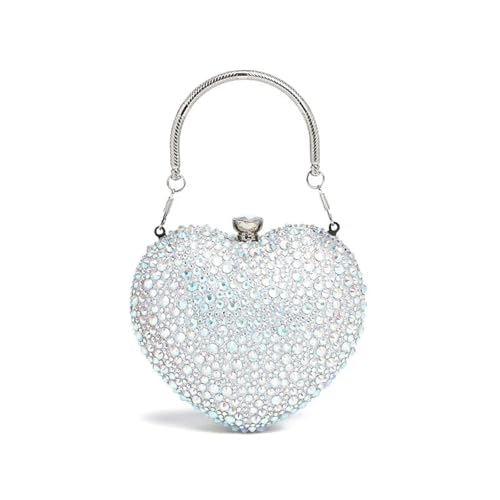 ZPFDSG Glitzer Tasche Diamant-Inlay Herzform Kristall Clutch Geldbörse Steine ​​Abend Hochzeit Party Schultertasche Griff Strass Mini Handtaschen(Pink) von ZPFDSG