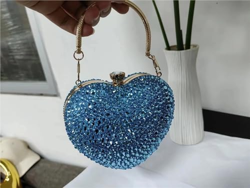 ZPFDSG Glitzer Tasche Diamant-Inlay Herzform Kristall Clutch Geldbörse Steine ​​Abend Hochzeit Party Schultertasche Griff Strass Mini Handtaschen(SKY BLUE) von ZPFDSG