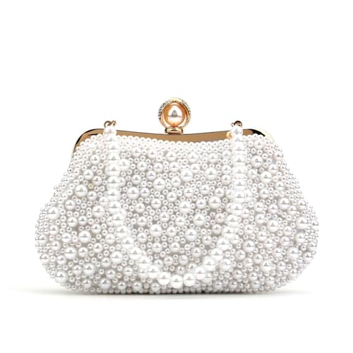 ZPFDSG Glitzer Tasche Frauen Abendtaschen Perle Diamanten Kleine Kupplung Mit Kette Schulter Handtaschen Hochzeit Party Dame Geldbörse(Color01) von ZPFDSG