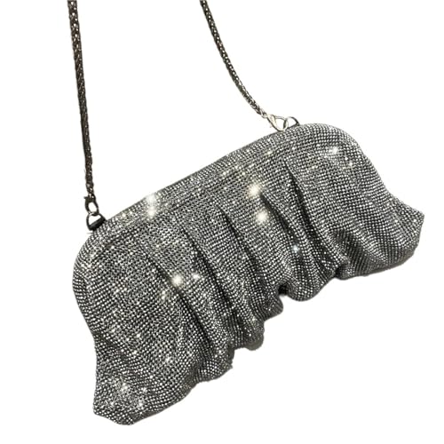 ZPFDSG Glitzer Tasche Funkelnde Strass-Handgemachte Abendkupplung Faltbare Handtasche Designer Hochzeitsfeier(Gold) von ZPFDSG
