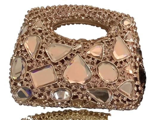 ZPFDSG Glitzer Tasche Lady Crystal Clutch Handtasche Abendtaschen for Party oder Hochzeit Diamant Schultertasche Cocktail Strass Handtasche(Royal golden) von ZPFDSG