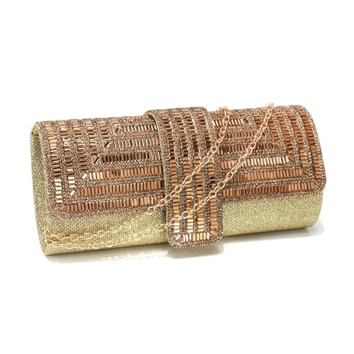 ZPFDSG Glitzer Tasche Strass Frauen Abend Taschen Abdeckung Umschlag Design Party Hochzeit Dame Kupplung Taschen(YM9880 GOLDEN) von ZPFDSG