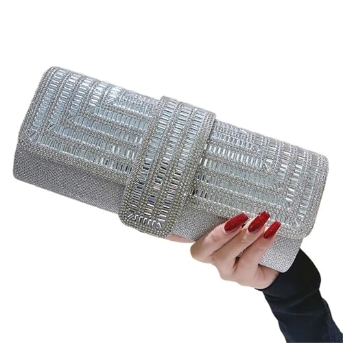ZPFDSG Glitzer Tasche Strass Frauen Abend Taschen Abdeckung Umschlag Design Party Hochzeit Dame Kupplung Taschen(YM9880 SILVER) von ZPFDSG