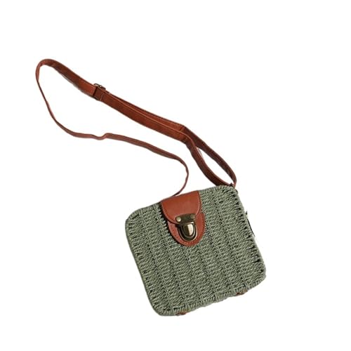 ZPFDSG Strohtasche Stroh-Umhängetasche for Damen, kleine Strick-Sommergeldbörse und Handtasche, quadratische Strandtaschen for den Urlaub(Green) von ZPFDSG