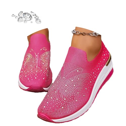 Damen Strass Dekor Plateau Sneakers Slip-On Outdoor Schuhe, rosarot, 0 UK Wide Damen Strass Dekor Plateau Sneakers Slip-On Outdoor Schuhe, rosarot, 0 UK Wide von ZPLMIDE