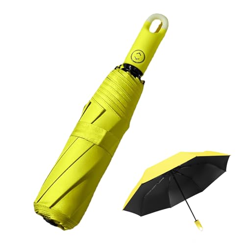 Three-Fold Self Opening and Retracting Umbrella with Buckle, Automatic Open Close Folding Umbrella,Windproof Travel Umbrellas for Rain (Yellow) von ZPLMIDE