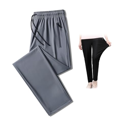 Unisex Ultra Stretch Schnell trocknende Hose, Ultra High Stretch Quick Dry Hose mit Reißverschlusstaschen, Hohe Taille Sweatpants, Grey-b, 36-41 von ZPLMIDE