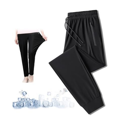 ZPLMIDE Unisex Ultra Stretch Schnell trocknende Hose, Ultra High Stretch Quick Dry Hose mit Reißverschlusstaschen, Hohe Taille Sweatpants, Schwarz A, 34-37 von ZPLMIDE