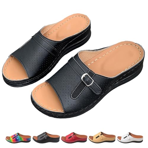 ZPLMIDE Damen Bequeme Weiche Sohle Offene Zehen Strand Sandalen Arch Support Plattform Pantoletten Leichte Keilpantoffeln Wedge Walking Schuhe, Schwarz , 43 EU ZPLMIDE Damen Bequeme Weiche Sohle Offene Zehen Strand Sandalen Arch Support Plattform Pantoletten Leichte Keilpantoffeln Wedge Walking Schuhe, Schwarz , 43 EU von ZPLMIDE