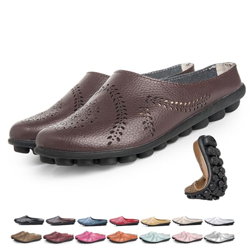ZPLMIDE Damen-Schlupfpantoletten, PU-Leder-Clogs, ausgehöhlte Hausschuhe, weich, leicht, rückenfrei, Loafers, geschlossene Zehensandalen, flach, elegant, coffee, 0 UK ZPLMIDE Damen-Schlupfpantoletten, PU-Leder-Clogs, ausgehöhlte Hausschuhe, weich, leicht, rückenfrei, Loafers, geschlossene Zehensandalen, flach, elegant, coffee, 0 UK von ZPLMIDE