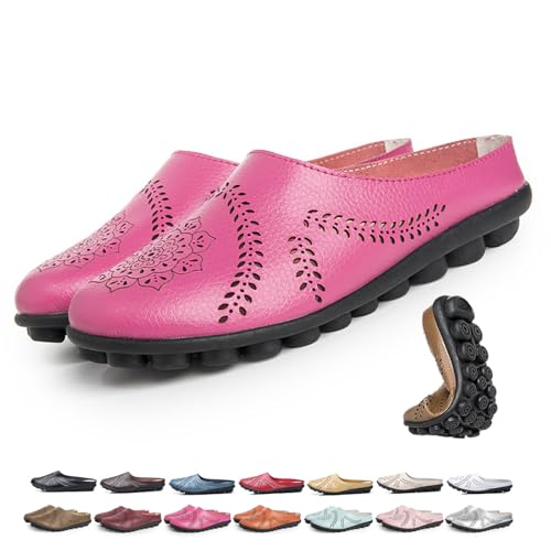 ZPLMIDE Damen-Schlupfpantoletten, PU-Leder-Clogs, ausgehöhlte Hausschuhe, weich, leicht, rückenfrei, Loafers, geschlossene Zehensandalen, flach, elegant, rosarot, 0 UK ZPLMIDE Damen-Schlupfpantoletten, PU-Leder-Clogs, ausgehöhlte Hausschuhe, weich, leicht, rückenfrei, Loafers, geschlossene Zehensandalen, flach, elegant, rosarot, 0 UK von ZPLMIDE