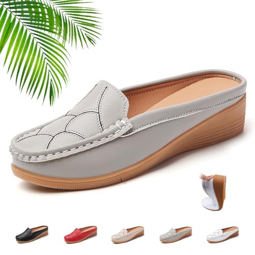 ZPLMIDE Damen Slip-On Leder Pantoletten PU Leder Clogs für Frauen Slip-on Weiche Leder Slipper Mokassins Damen Rückenfrei Loafer, grau, 0 UK ZPLMIDE Damen Slip-On Leder Pantoletten PU Leder Clogs für Frauen Slip-on Weiche Leder Slipper Mokassins Damen Rückenfrei Loafer, grau, 0 UK von ZPLMIDE