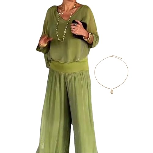 ZPLMIDE Elegante Chiffon-Hose mit weitem Bein, zweiteiliges Set für Damen, lässig, locker, Sommer, Cocktail, Hochzeit, Hosenanzüge für Mutter, Abendparty ZPLMIDE Elegante Chiffon-Hose mit weitem Bein, zweiteiliges Set für Damen, lässig, locker, Sommer, Cocktail, Hochzeit, Hosenanzüge für Mutter, Abendparty von ZPLMIDE