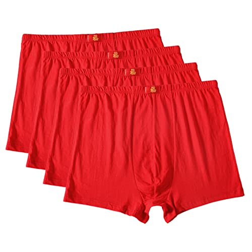 ZPLMIDE Große Herren-Boxershorts, nahtlose Baumwolle, Größe XL-10XL, atmungsaktive Elastizitäts-Unterhose (2XL, Rot-4 Stück) von ZPLMIDE
