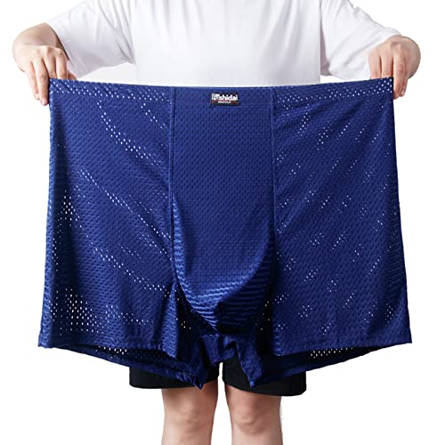 ZPLMIDE Große Herren-Boxershorts aus Eisseide, nahtlose Boxershorts (13XL-210 kg), große Größe, atmungsaktive Netzunterhose (10XL (140-170 kg), dunkelblau) von ZPLMIDE