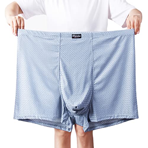 ZPLMIDE Große Herren-Boxershorts aus Eisseide, nahtlose Boxershorts (13XL-210 kg), große Größe, atmungsaktive Netzunterhose (10XL (140-170 kg), hellgrau) von ZPLMIDE