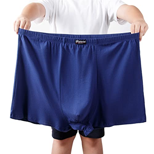 ZPLMIDE Herren-Boxershorts in Übergröße, nahtlose Baumwoll-Boxershorts (3XL-10XL), große Größe, atmungsaktive Elastizität, Unterhose (blau, 4 Stück, 7XL (110-125kg)) von ZPLMIDE