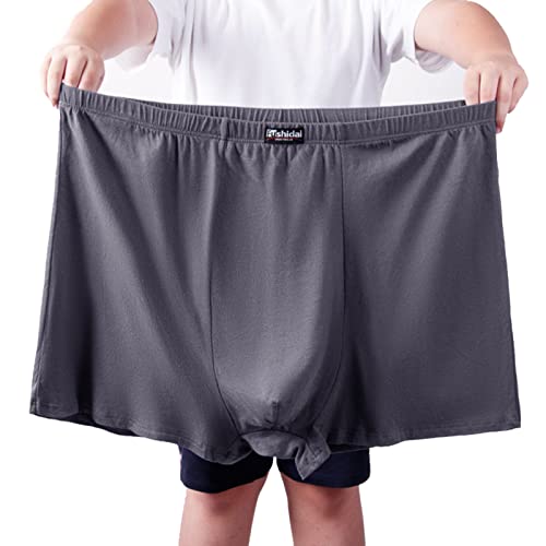 ZPLMIDE Herren-Boxershorts in Übergröße, nahtlose Baumwoll-Boxershorts (3XL-10XL), große Größe, atmungsaktive Elastizität, Unterhose (dunkelgrau, 4 Stück, 10XL (140-180kg)) von ZPLMIDE