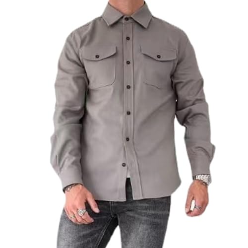ZPLMIDE Herren Button-Down-Hemdjacke, lässig, gebürstetes Hemd, schmale Passform, langärmelig, Arbeitsmantel, Button-Down-Overshirt für Männer ZPLMIDE Herren Button-Down-Hemdjacke, lässig, gebürstetes Hemd, schmale Passform, langärmelig, Arbeitsmantel, Button-Down-Overshirt für Männer von ZPLMIDE