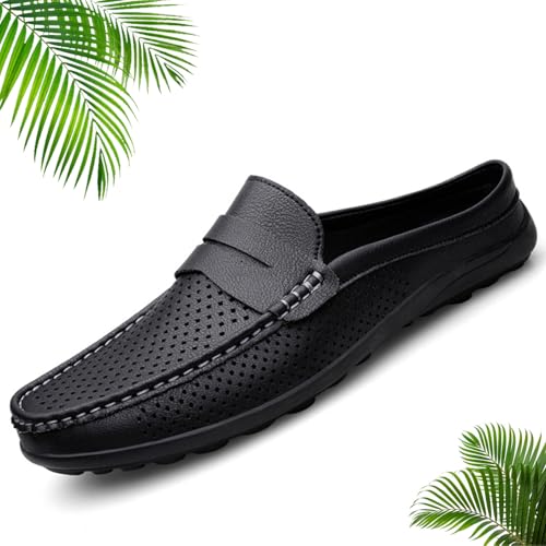 ZPLMIDE Herren-Schlupfpantoletten, Leder, Slipper, lässig, rückenfrei, flache Loafers, Mokassins, Anzugschuhe für Spaziergänge, Hochzeit, Schwarz , 0 UK ZPLMIDE Herren-Schlupfpantoletten, Leder, Slipper, lässig, rückenfrei, flache Loafers, Mokassins, Anzugschuhe für Spaziergänge, Hochzeit, Schwarz , 0 UK von ZPLMIDE