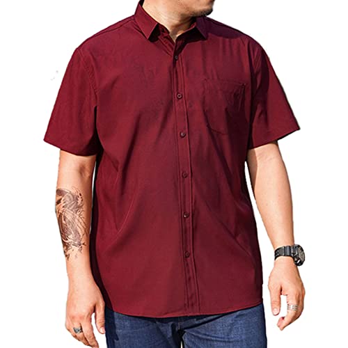 ZPLMIDE Herren Übergröße Kurzarmshirt (175-235), Business Casual Business Kleidung lose formelle Bluse Tops von ZPLMIDE