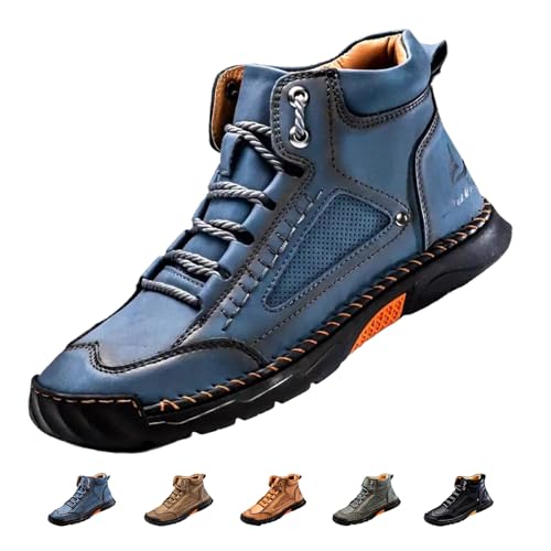 ZPLMIDE Herrenschuhe Von Hillde, Freizeit-Loafer Leder Für Herren Mit Rutschfester Fußgewölbeunterstützung, Bequeme, Atmungsaktive Wanderschuhe, Sneaker, Autofahrerschuhe (43EU,Blue) von ZPLMIDE
