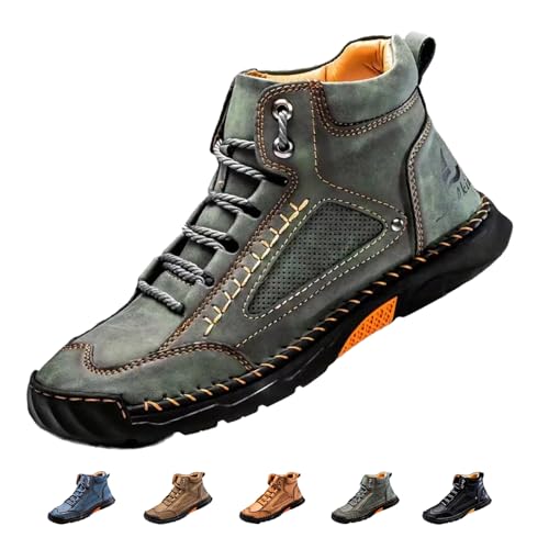 ZPLMIDE Herrenschuhe Von Hillde, Freizeit-Loafer Leder Für Herren Mit Rutschfester Fußgewölbeunterstützung, Bequeme, Atmungsaktive Wanderschuhe, Sneaker, Autofahrerschuhe (43EU,Green) von ZPLMIDE