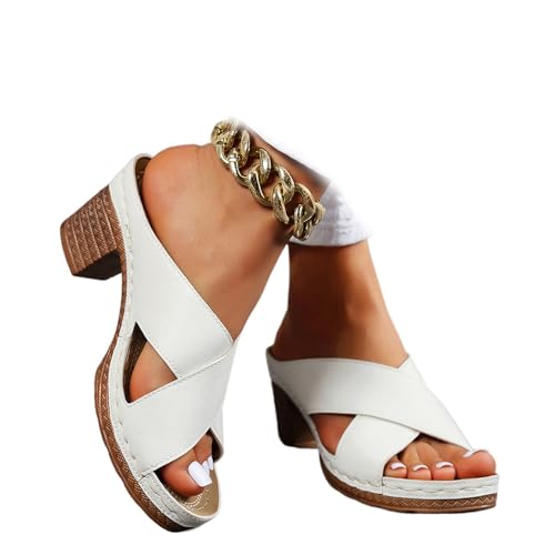ZPLMIDE Klobige Damen-Sandalen, Sommer-Sandalen aus Leder für Damen, Boho, niedriger Blockabsatz, Slipper, weite Passform, Plateau, Pantoffeln, Weißes Kreuz, 0 UK Wide ZPLMIDE Klobige Damen-Sandalen, Sommer-Sandalen aus Leder für Damen, Boho, niedriger Blockabsatz, Slipper, weite Passform, Plateau, Pantoffeln, Weißes Kreuz, 0 UK Wide von ZPLMIDE