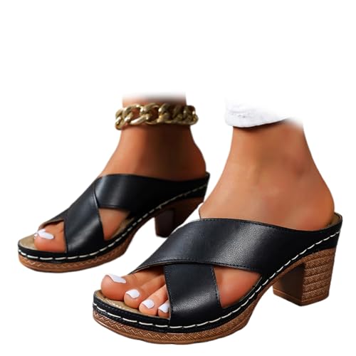 ZPLMIDE Klobige Damen-Sandalen, Sommer-Sandalen aus Leder für Damen, Boho, niedriger Blockabsatz, Slipper, weite Passform, Plateau, Pantoffeln, black cross, 0 UK Wide ZPLMIDE Klobige Damen-Sandalen, Sommer-Sandalen aus Leder für Damen, Boho, niedriger Blockabsatz, Slipper, weite Passform, Plateau, Pantoffeln, black cross, 0 UK Wide von ZPLMIDE