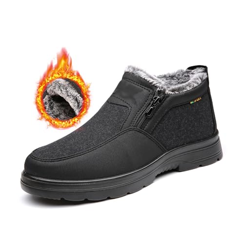 ZPLMIDE Orthopädische warme Schneestiefel für Herren, wasserdicht, rutschfest, Winter-Fleece, wasserdicht, warm, rutschfest, Schwarz , 47 EU von ZPLMIDE