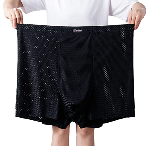 ZPLMIDE Plus große Größe Herren Boxershorts nahtlose Eisseide (13XL-210 kg), große Größe Mesh atmungsaktive Unterhose (13XL (160-210 kg), schwarz) von ZPLMIDE